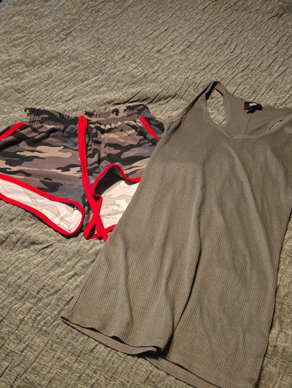 Mossimo Supply Co. Olive Ribbed Tank Top & Shorts